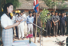 AAR staff giving a speech at the commemoration ceremony