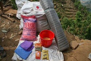 These are the food and household items that were distributed. The preferences and customs of the people of Nepal were taken into consideration when choosing these items.