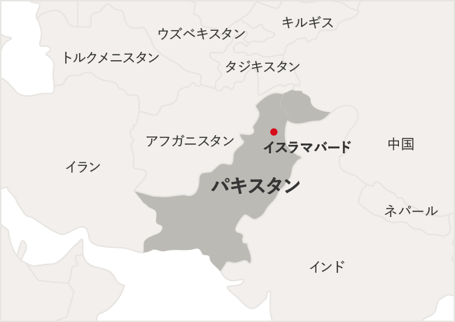 パキスタンと周辺国の地図