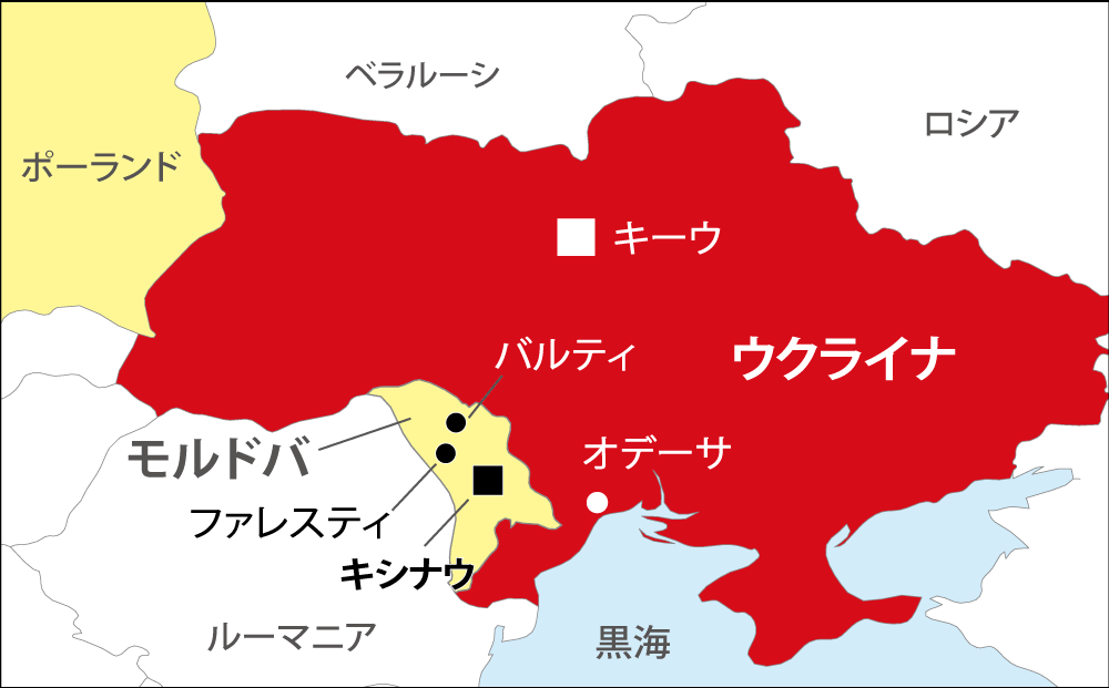 ウクライナ、モルドバの地図