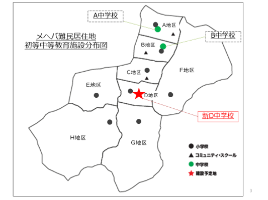中学校の所在地図